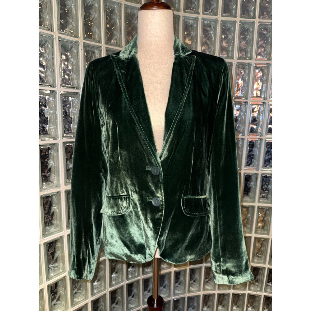 Lucky Brand vintage silk blend velvet blazer - emerald green - Size Small -OG